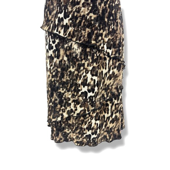 Connected Apparel Animal Leopard Print Bodre Tiered Dress Size 14 Evening Sheath - Picture 3 of 10